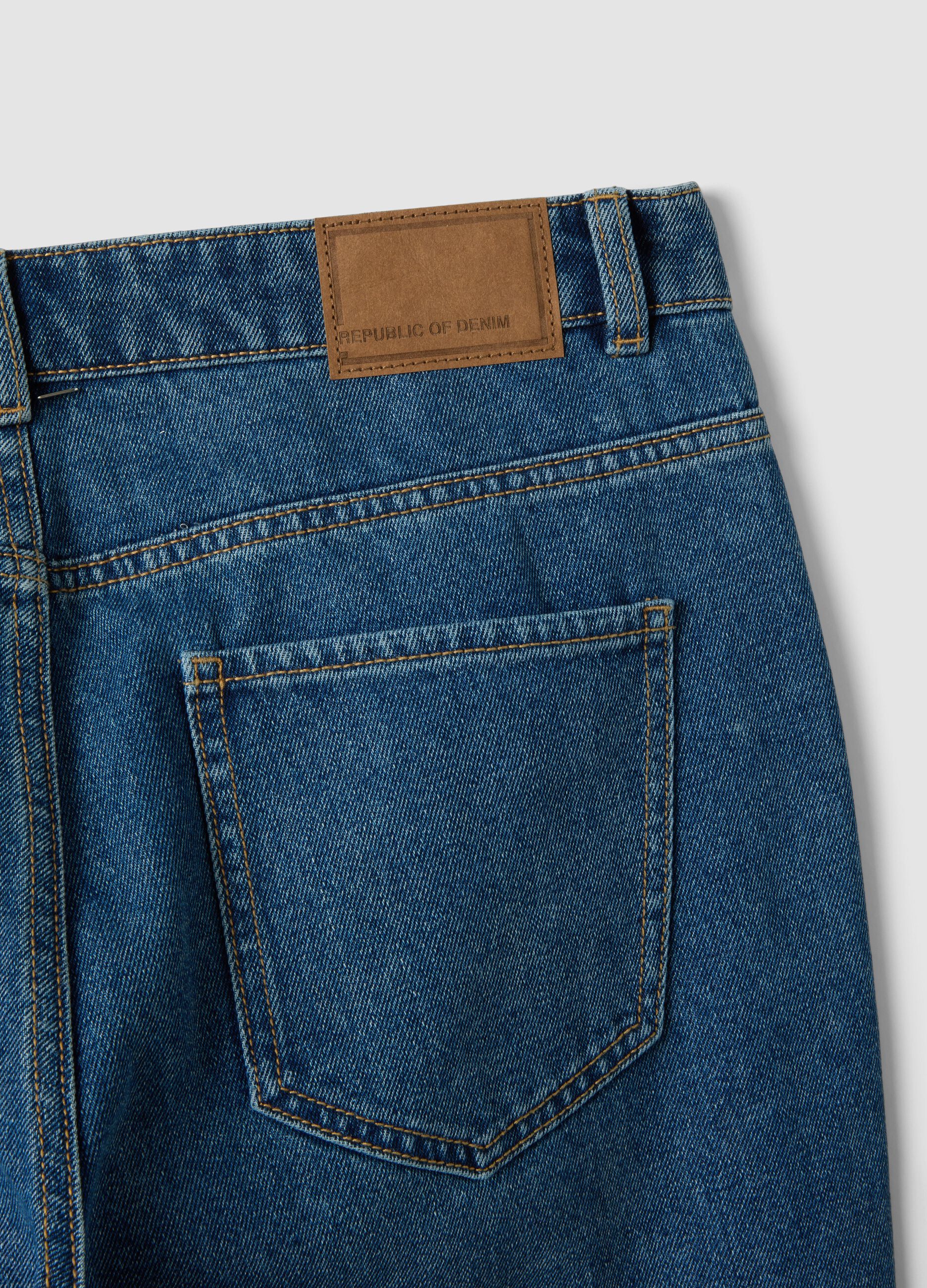 Jeans denim blu in misto cotone e viscosa regular fit