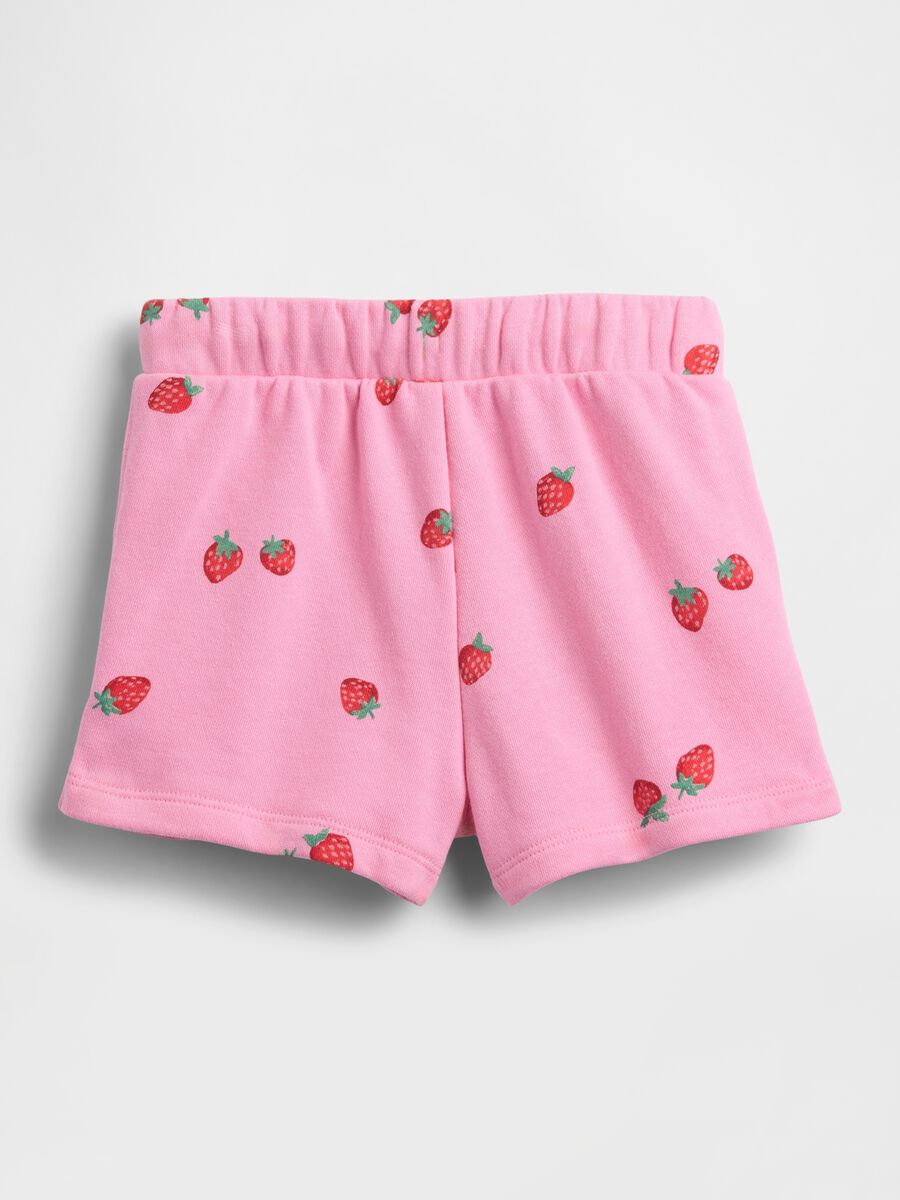 Cotton-blend shorts with strawberry print_1