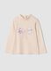 Pink organic cotton T-shirt with winter print_0