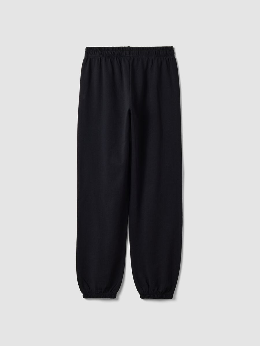 Pantaloni jogger neri in misto cotone organico e viscosa per ragazza_4