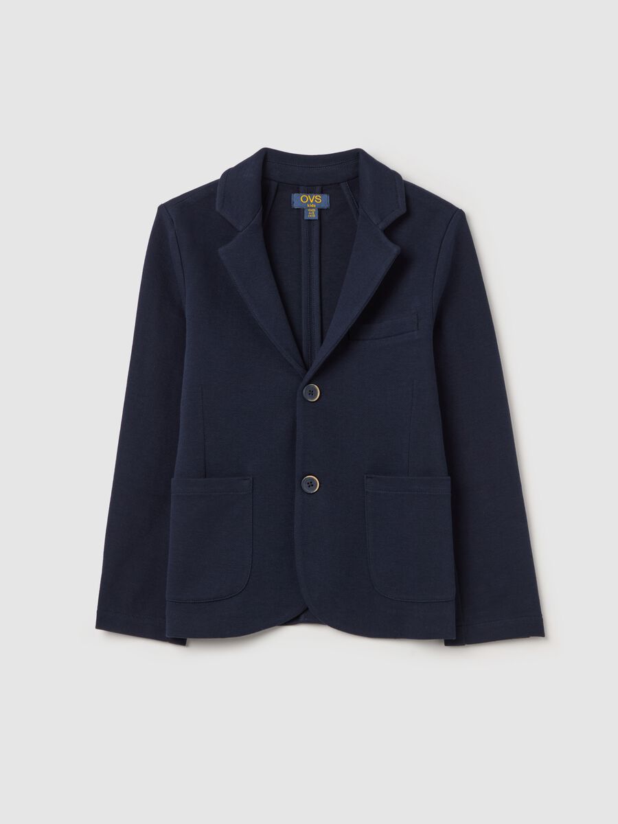 Single-breasted blazer in stretch cotton_0