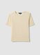 Beige viscose-blend short-sleeve T-shirt, regular fit_4