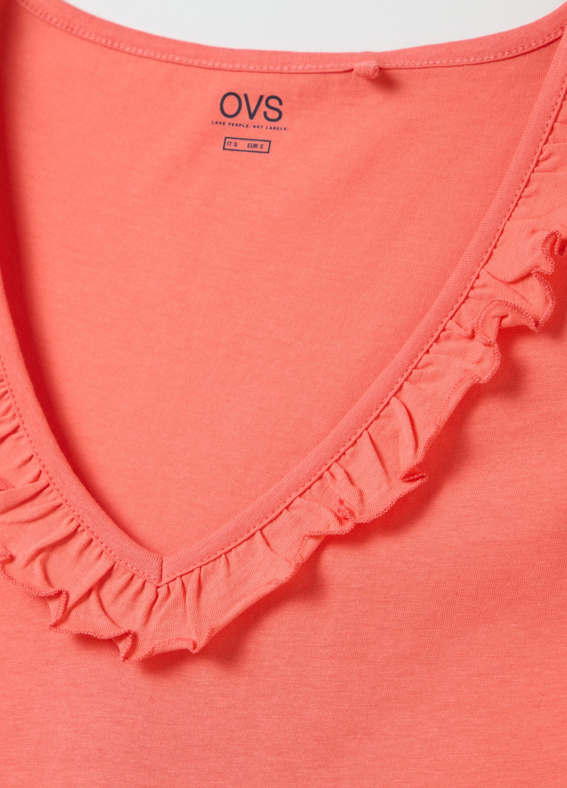 Camicia da notte da donna in puro cotone arancione con volant