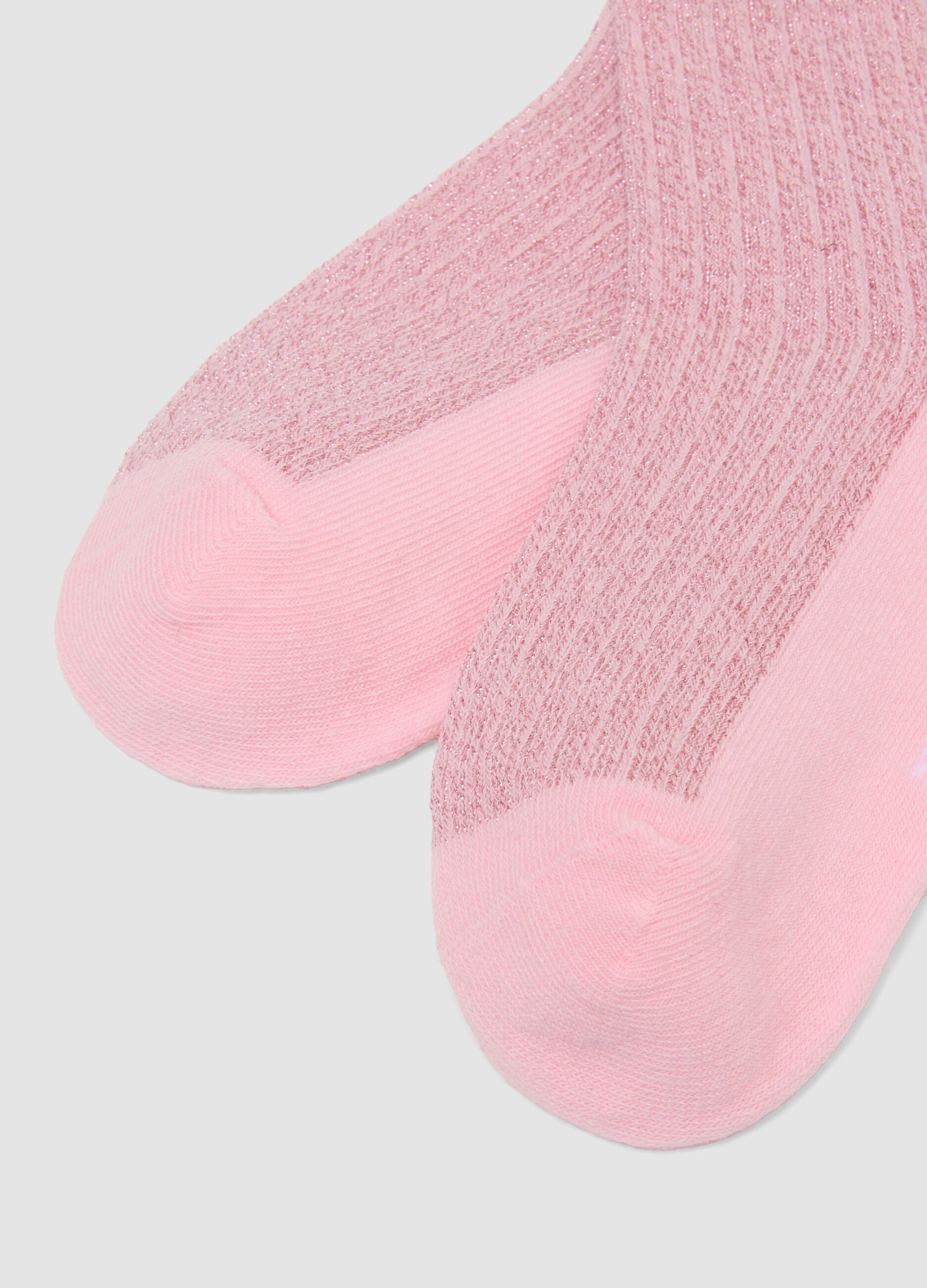 3-pack of multicolour glitter ribbed ankle socks in stretch organic cotton