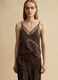 Brown regular fit viscose blend tank top with transparent details_0