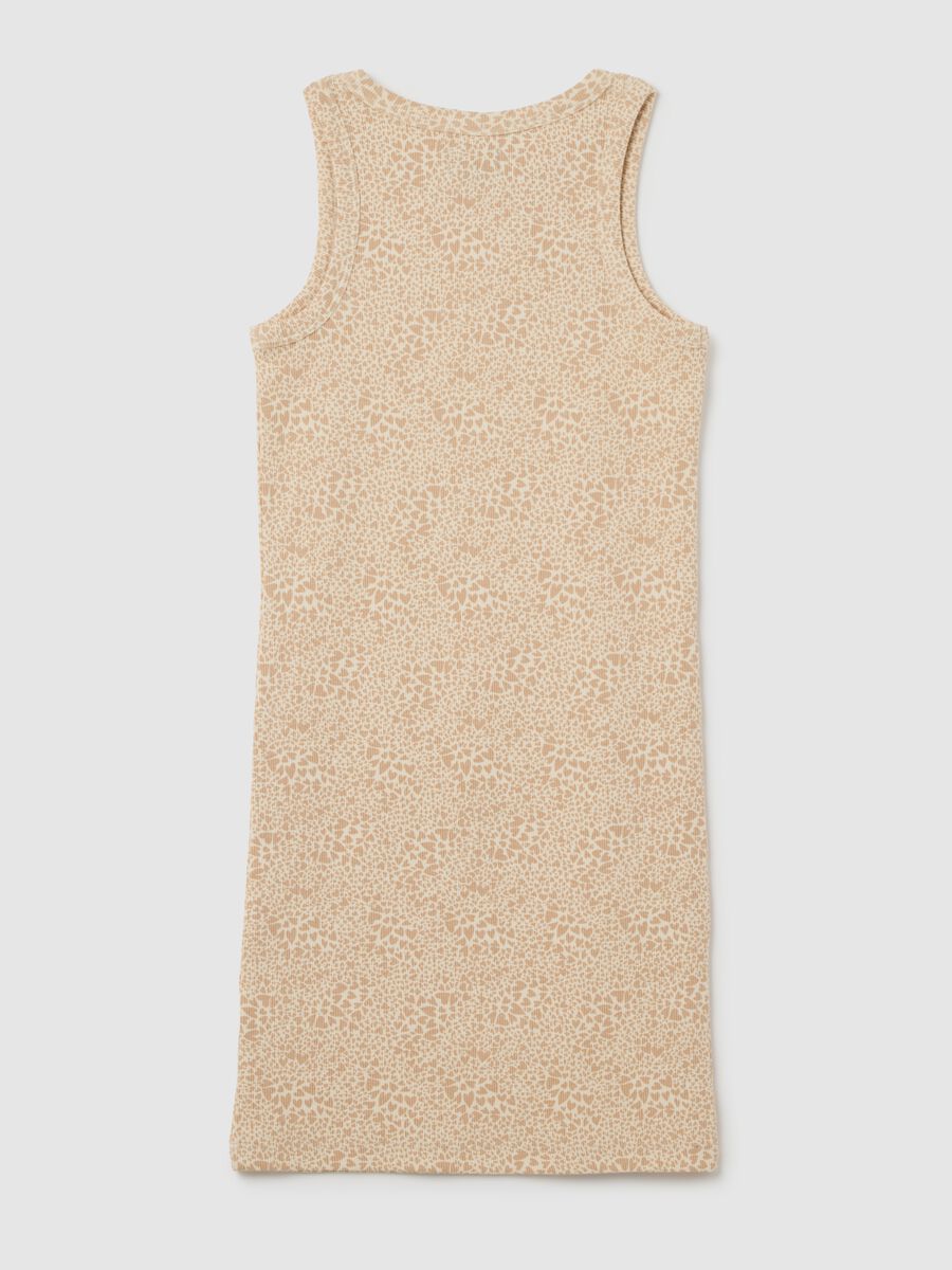 Beige Sleeveless Stretch Cotton Girl's Dress_1