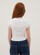 Girls' Slim Fit White Stretch Cotton T-shirt with Rhinestones_1