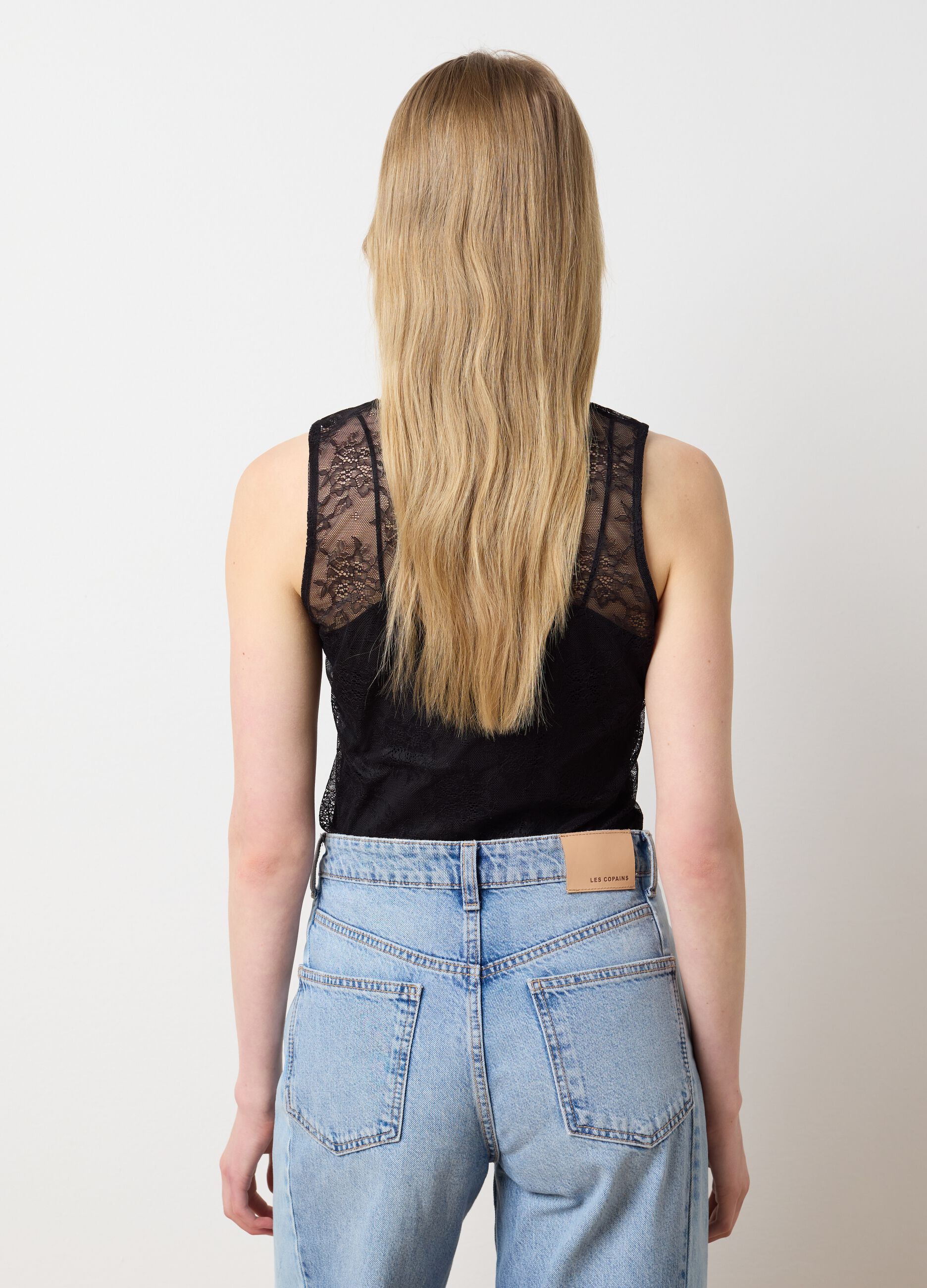 Women's Black Lace Bodysuit Regular Fit