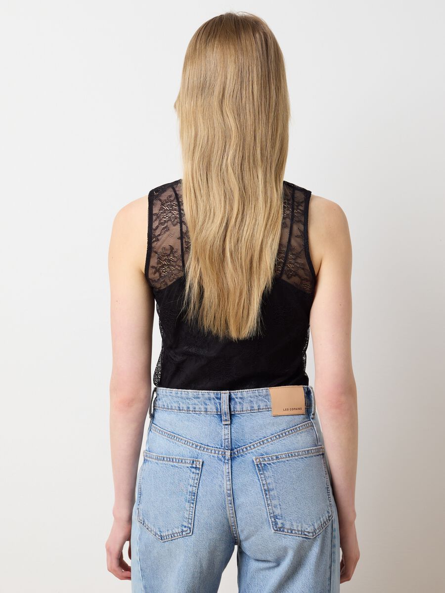 Women's Black Lace Bodysuit Regular Fit_3