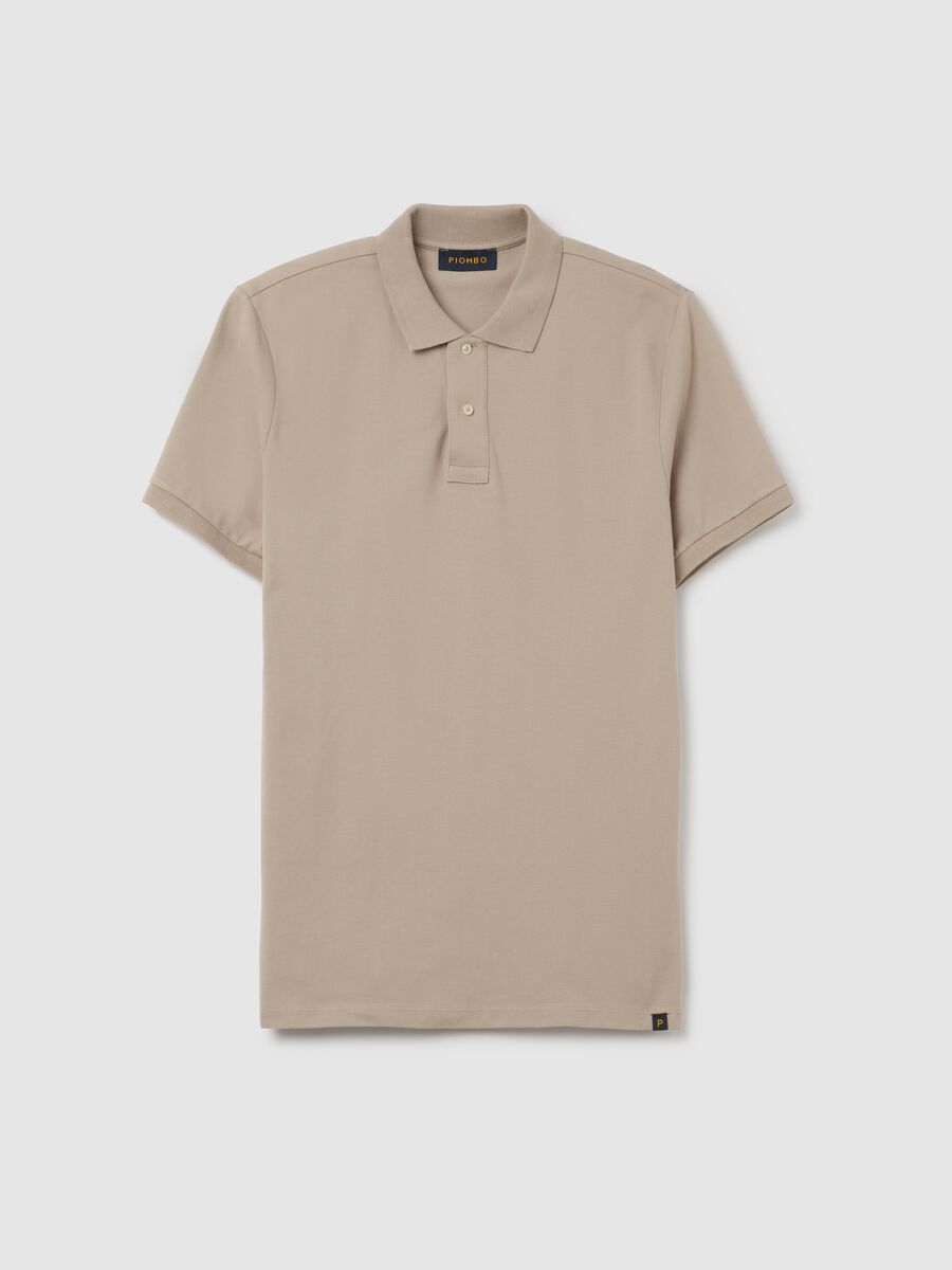 Beige Cotton Short Sleeve Polo_0