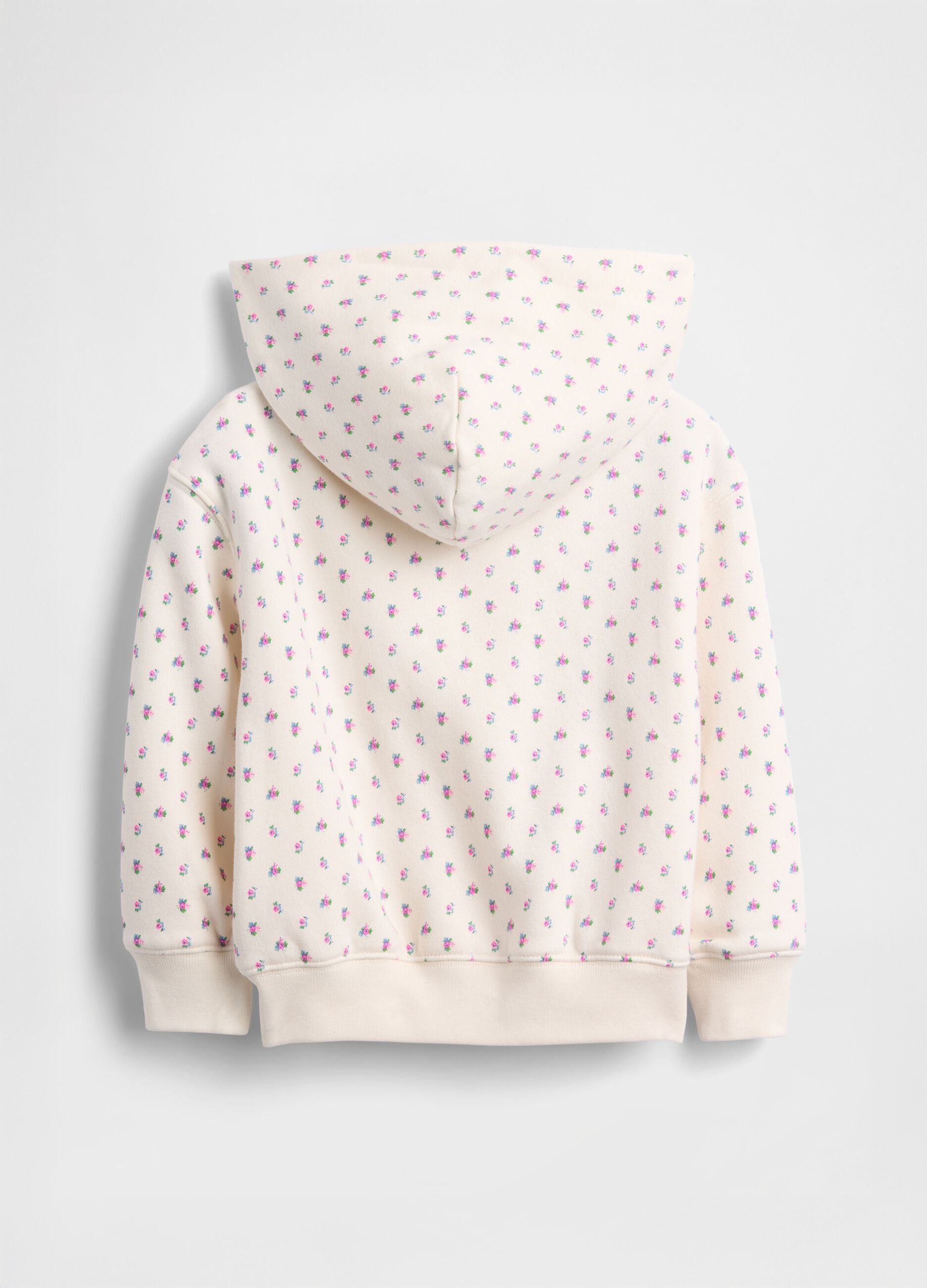 Felpa bianca con cappuccio e stampa floreale