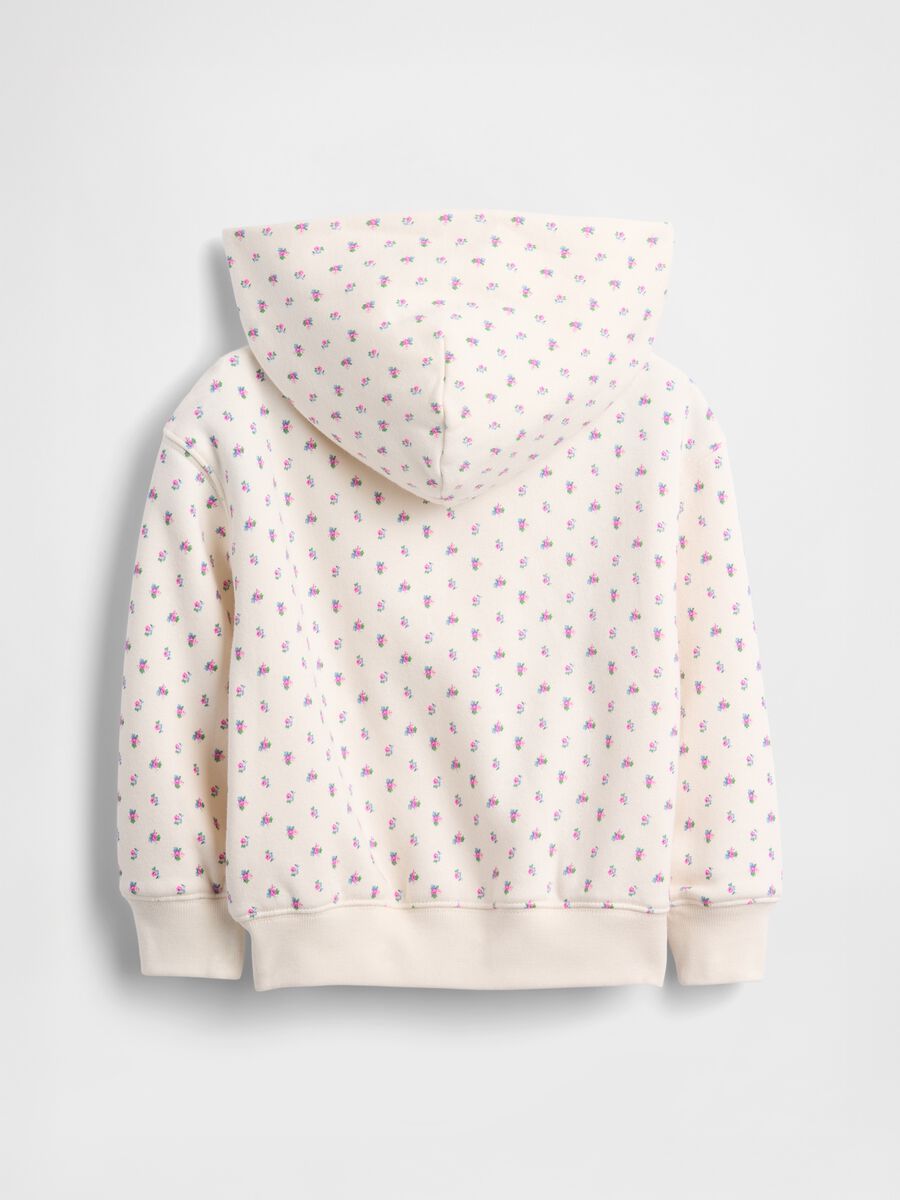 Felpa bianca con cappuccio e stampa floreale_1
