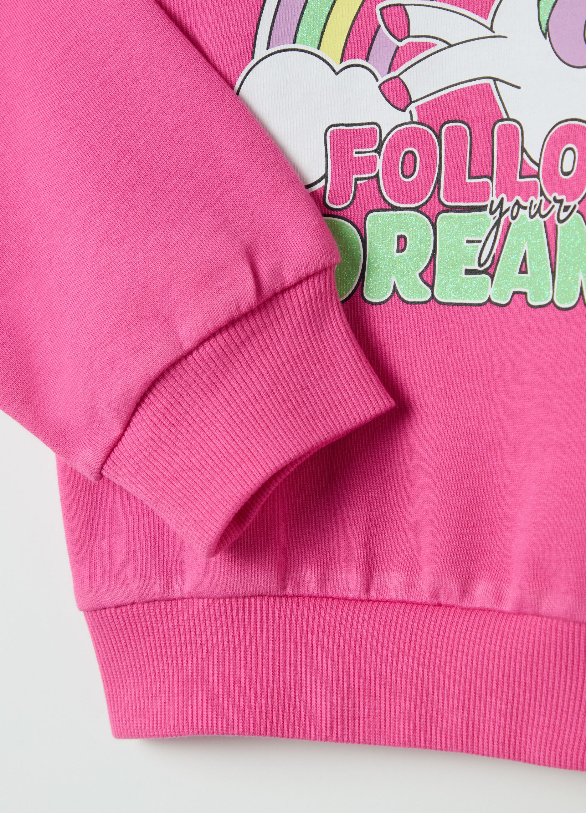French terry sweatshirt with glitter print