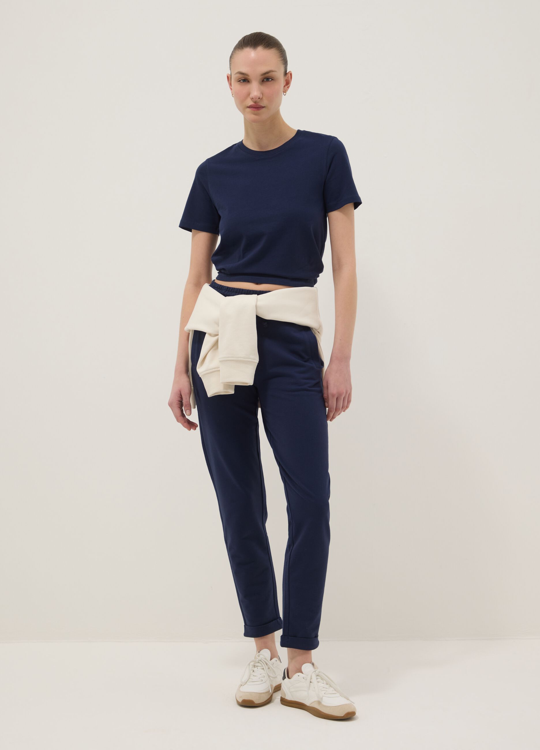 Blue pure cotton joggers, regular fit