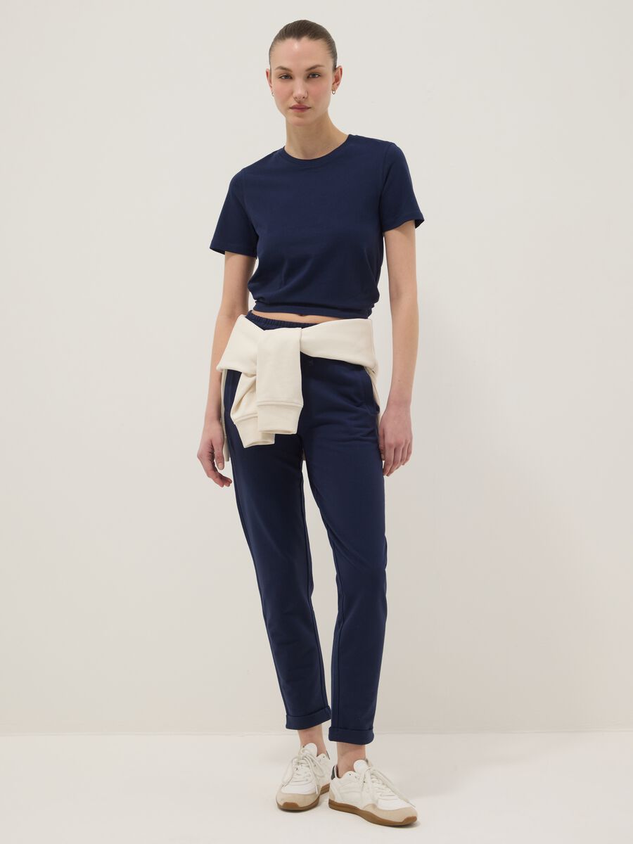 Blue pure cotton joggers, regular fit_0