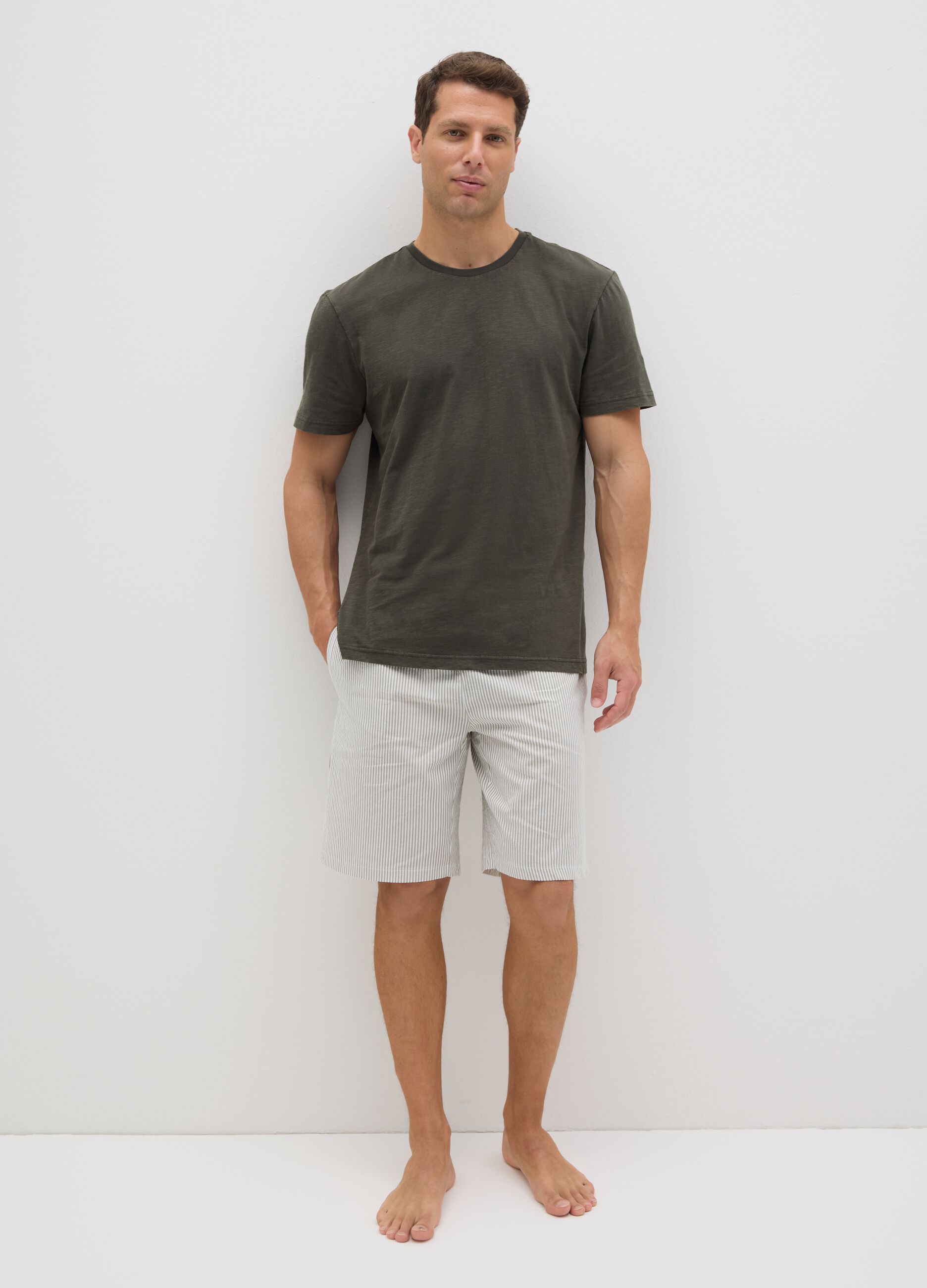 Men's pure cotton multicolour regular fit shorts with drawstring