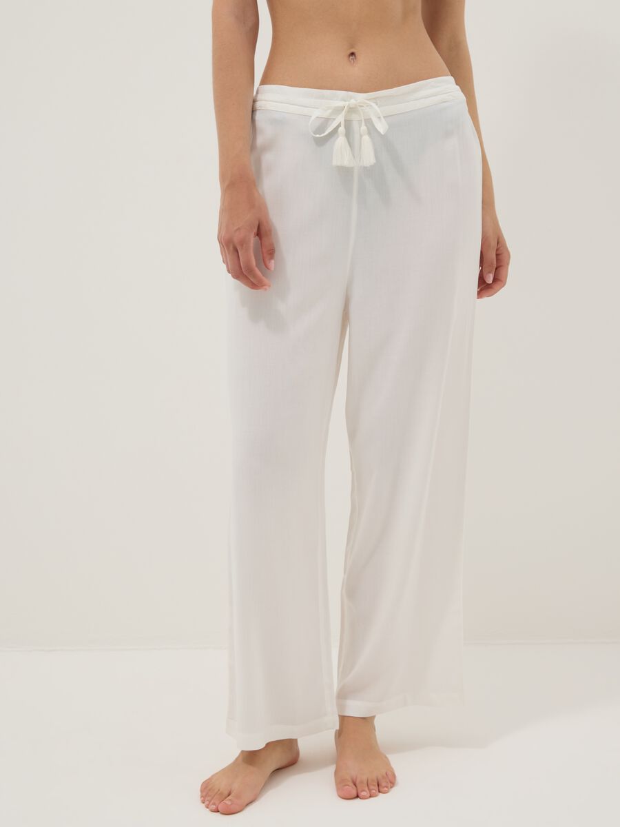White pure viscose long trousers_1