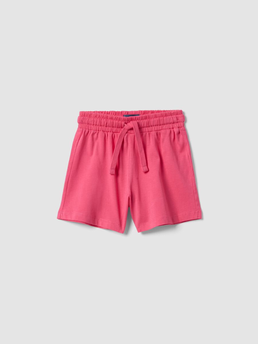 Pantaloncini in puro cotone rosa da bambina regular fit_0