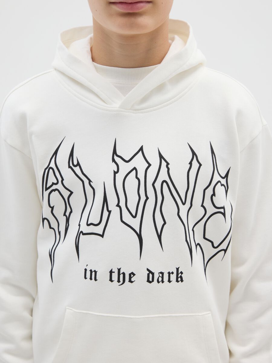 Felpa bianca da ragazzo in puro cotone regular fit con scritta_2