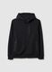 Black regular fit hoodie with front zip collar_4