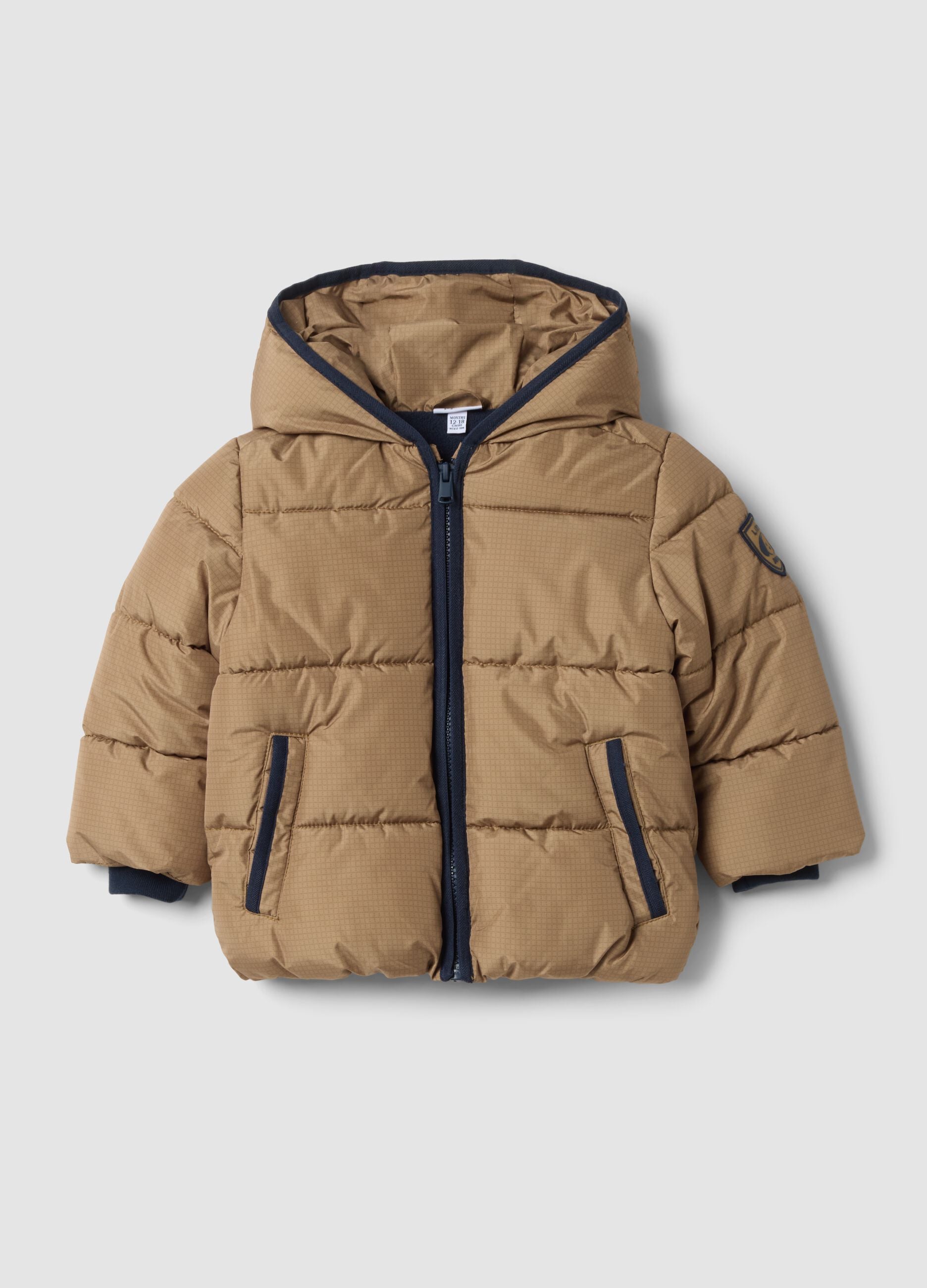 Tobacco brown padded hooded jacket
