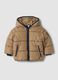 Tobacco brown padded hooded jacket_0