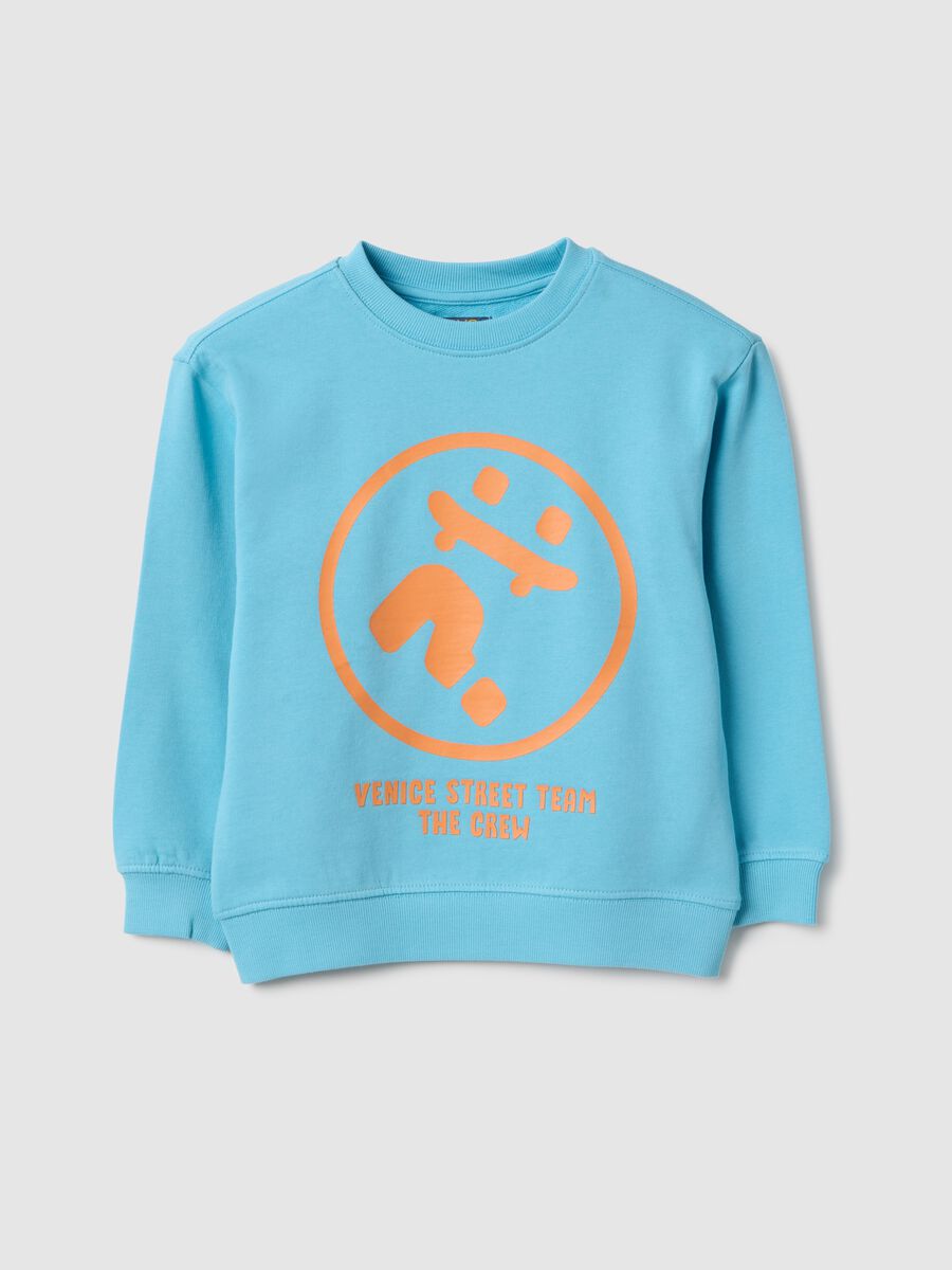 Children's oversized blue pure cotton sweatshirt with print_0