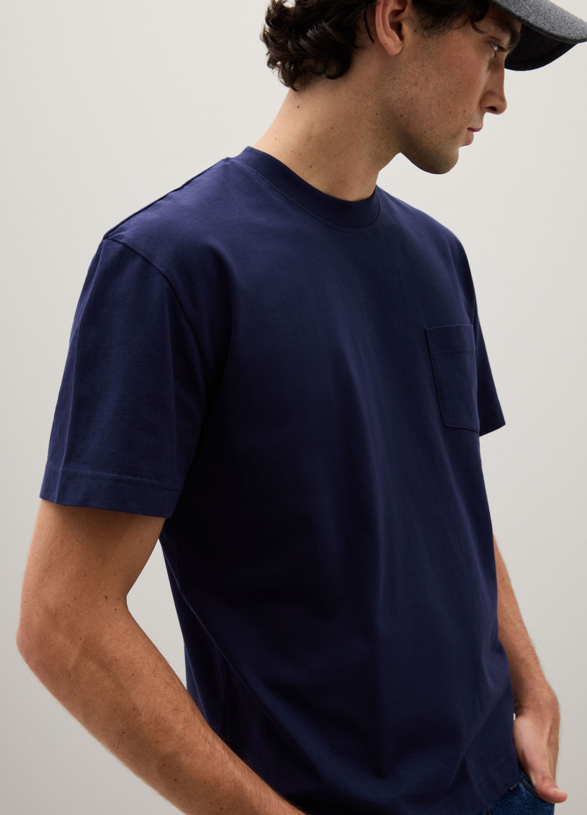 Pure cotton blue T-shirt regular fit