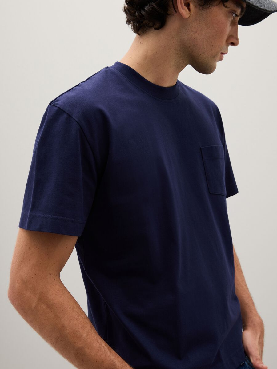 Pure cotton blue T-shirt regular fit_2