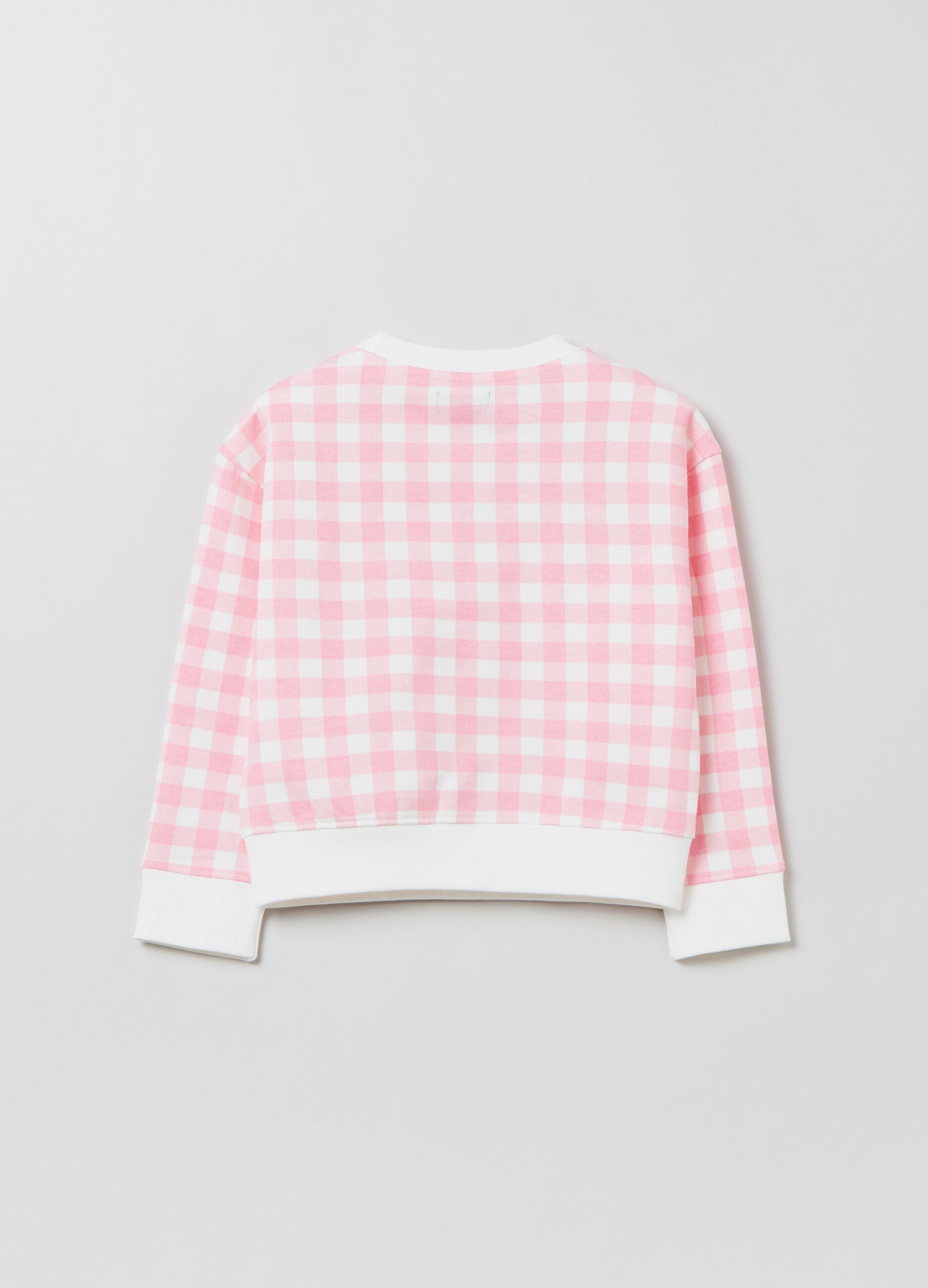 Cotton sweatshirt with gingham pattern