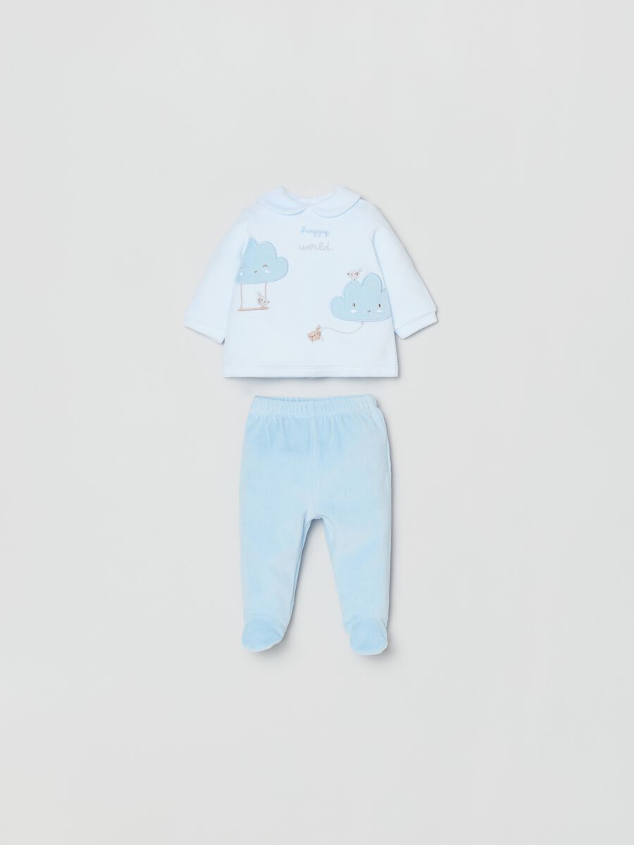 Set t-shirt con ricamo e ghettine_0