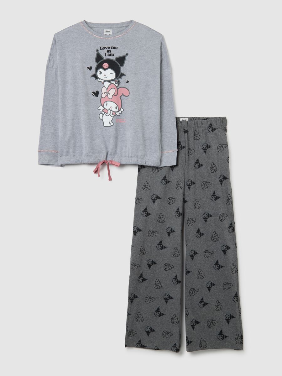 Grey cotton pyjamas with comic print_4