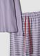 Purple striped pure cotton pyjamas with regular fit and embroidery_5