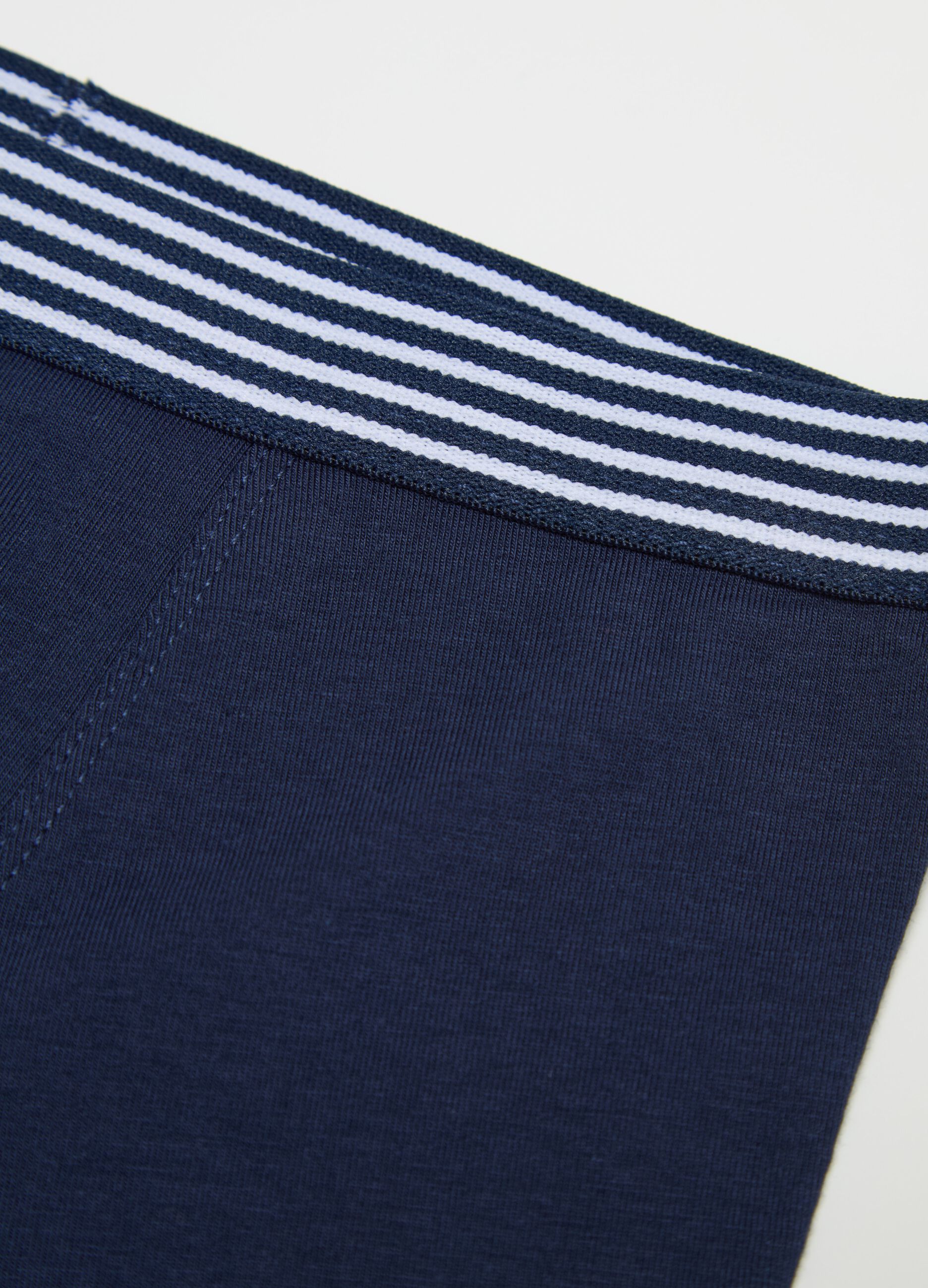 Boxer in cotone stretch con dettaglio a righe 