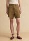 Beige linen and viscose blend shorts_1