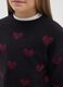 Girls' regular fit black sweater with decorative hearts_2