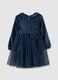 Baby girl's stretch blue velour dress with glitter_1