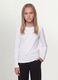 T-shirt bianca in cotone organico e viscosa elasticizzato con collo a costine per ragazza_0