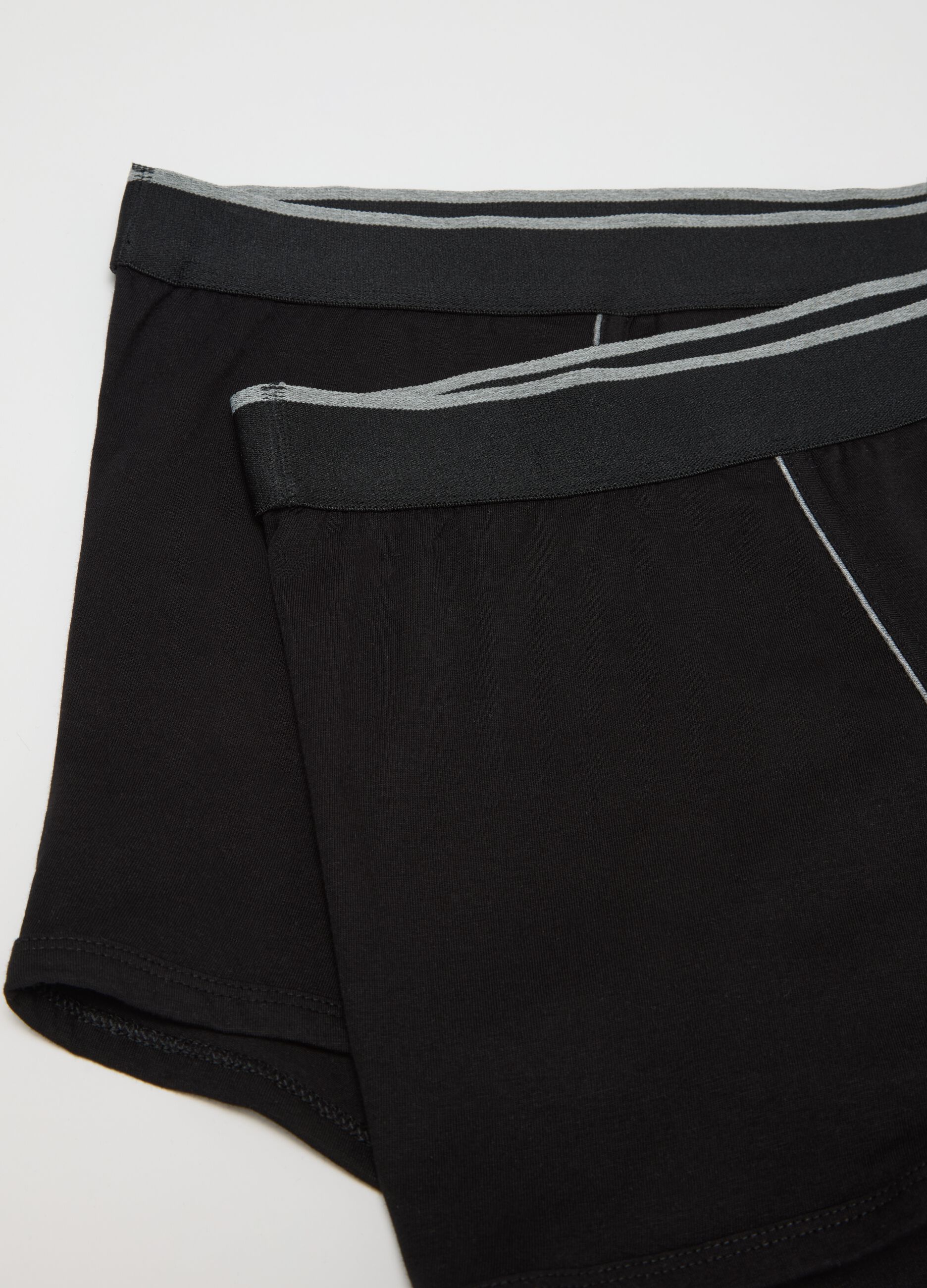 Pack of two cotton stretch black boxer shorts