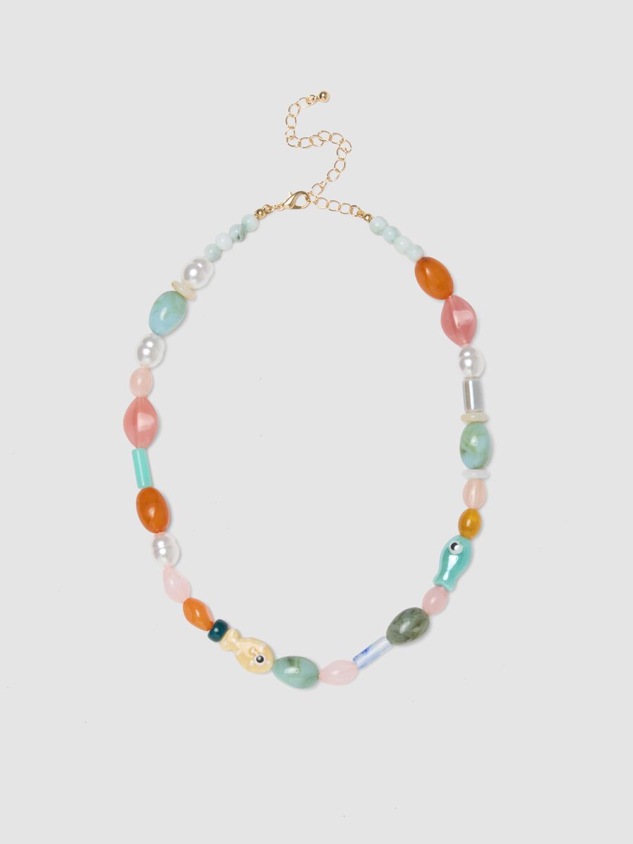 Adjustable Necklace with Multicolour Glass Stones_0