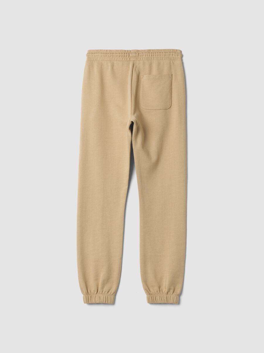 Pantaloni jogger marroni in puro cotone con stampa_5