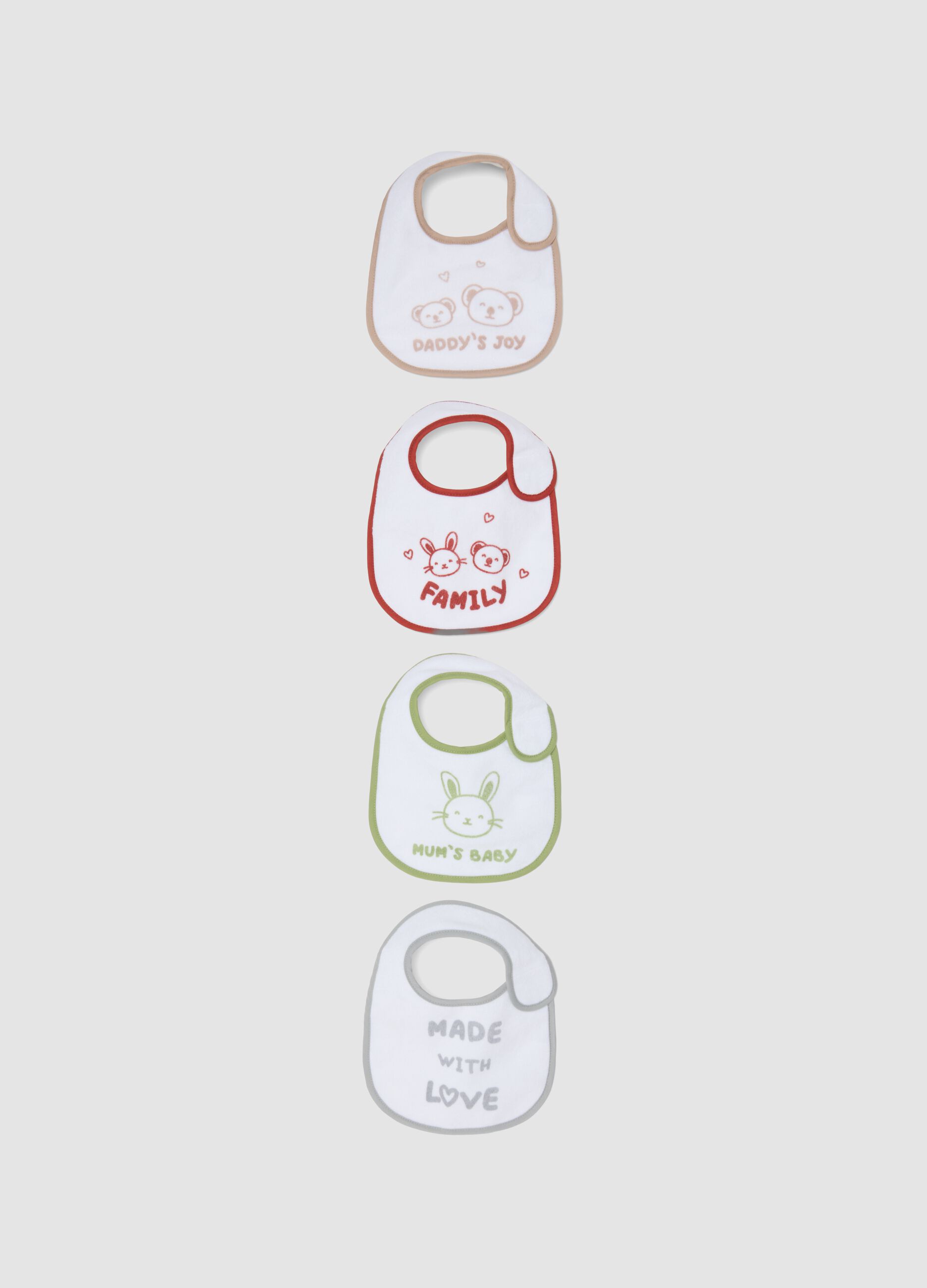 Pack of four multicolour organic cotton-blend baby bibs