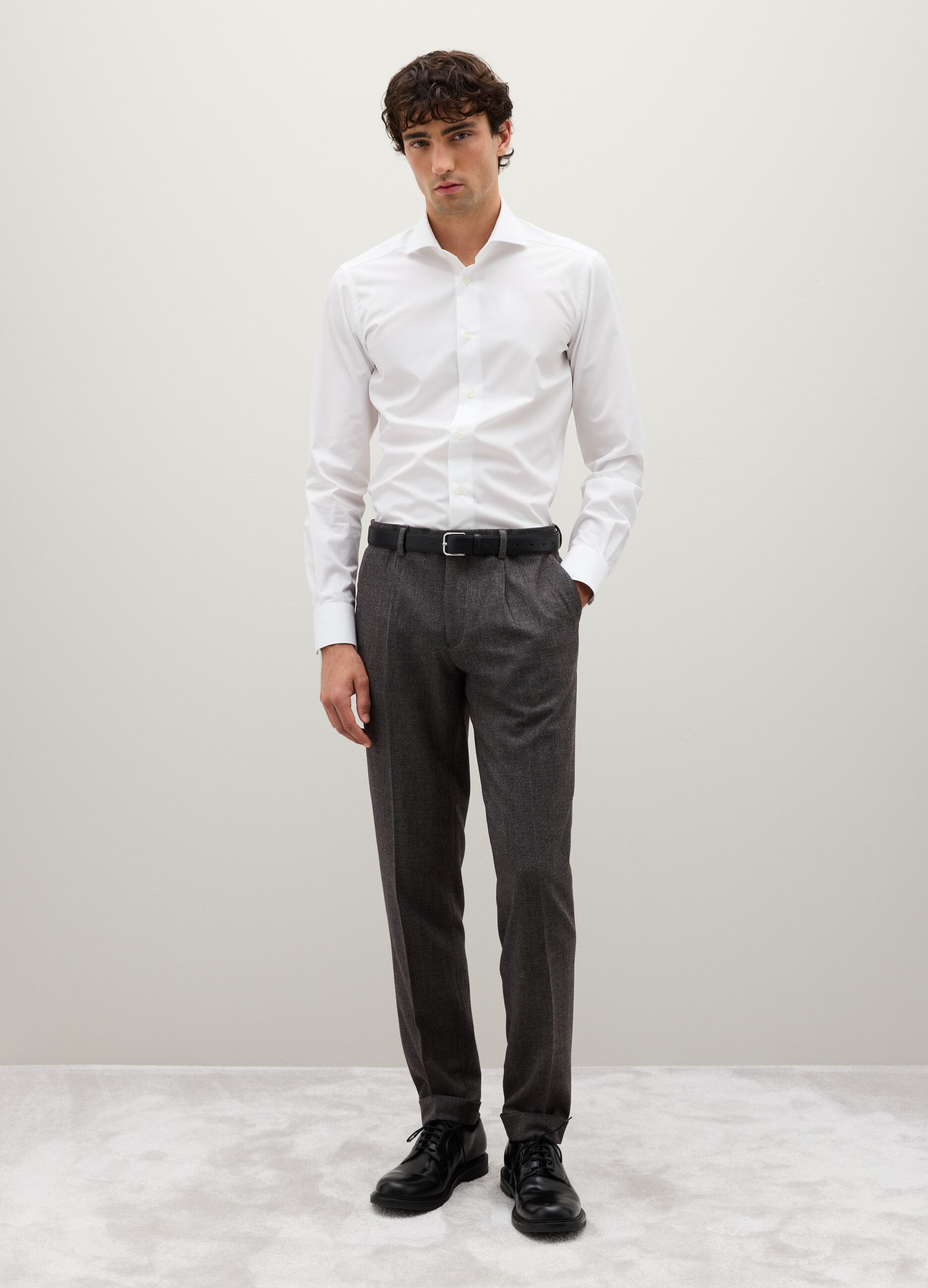 Grey slim fit stretch fabric trousers