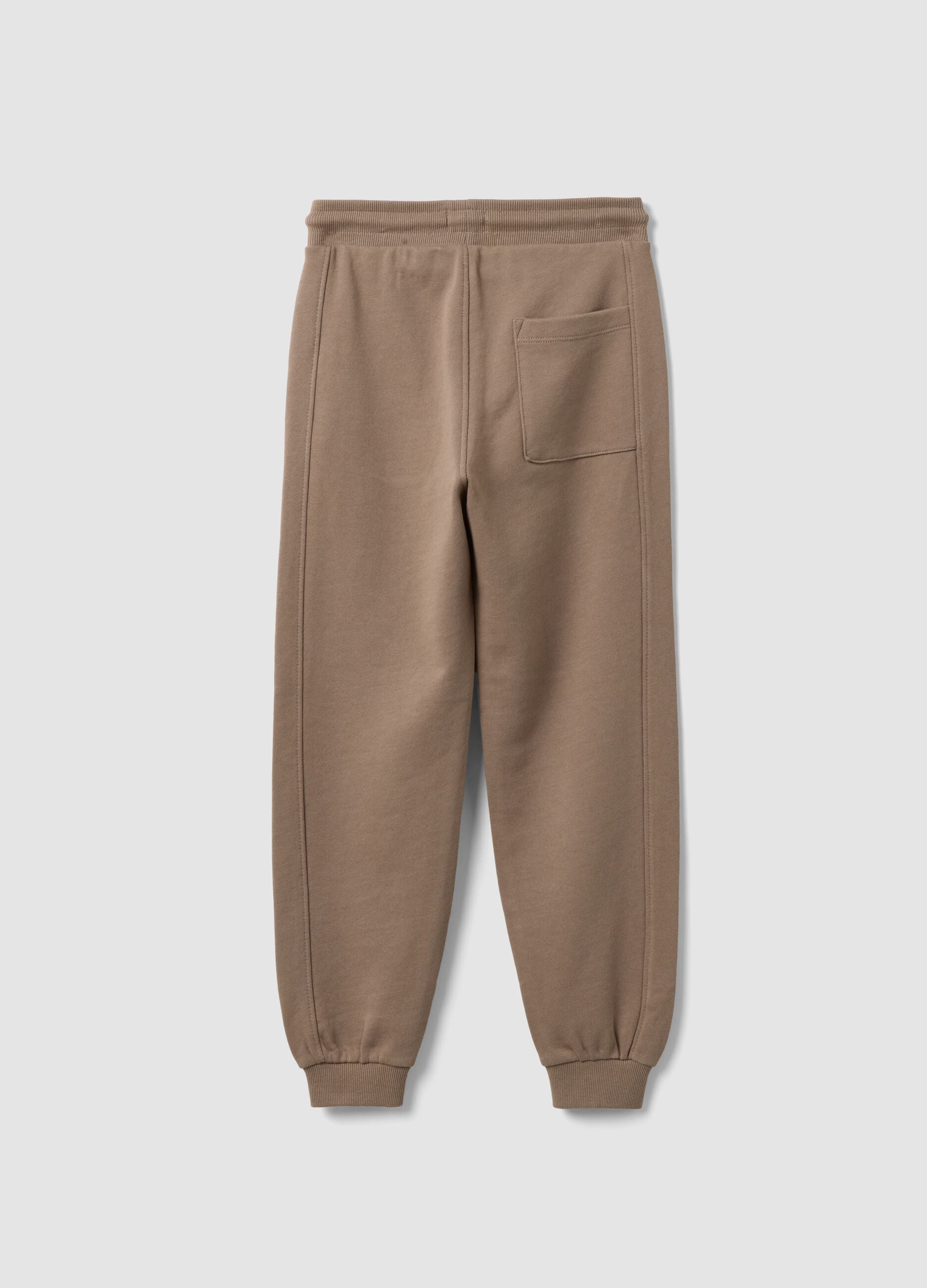 Beige organic cotton comfort-fit joggers for boys