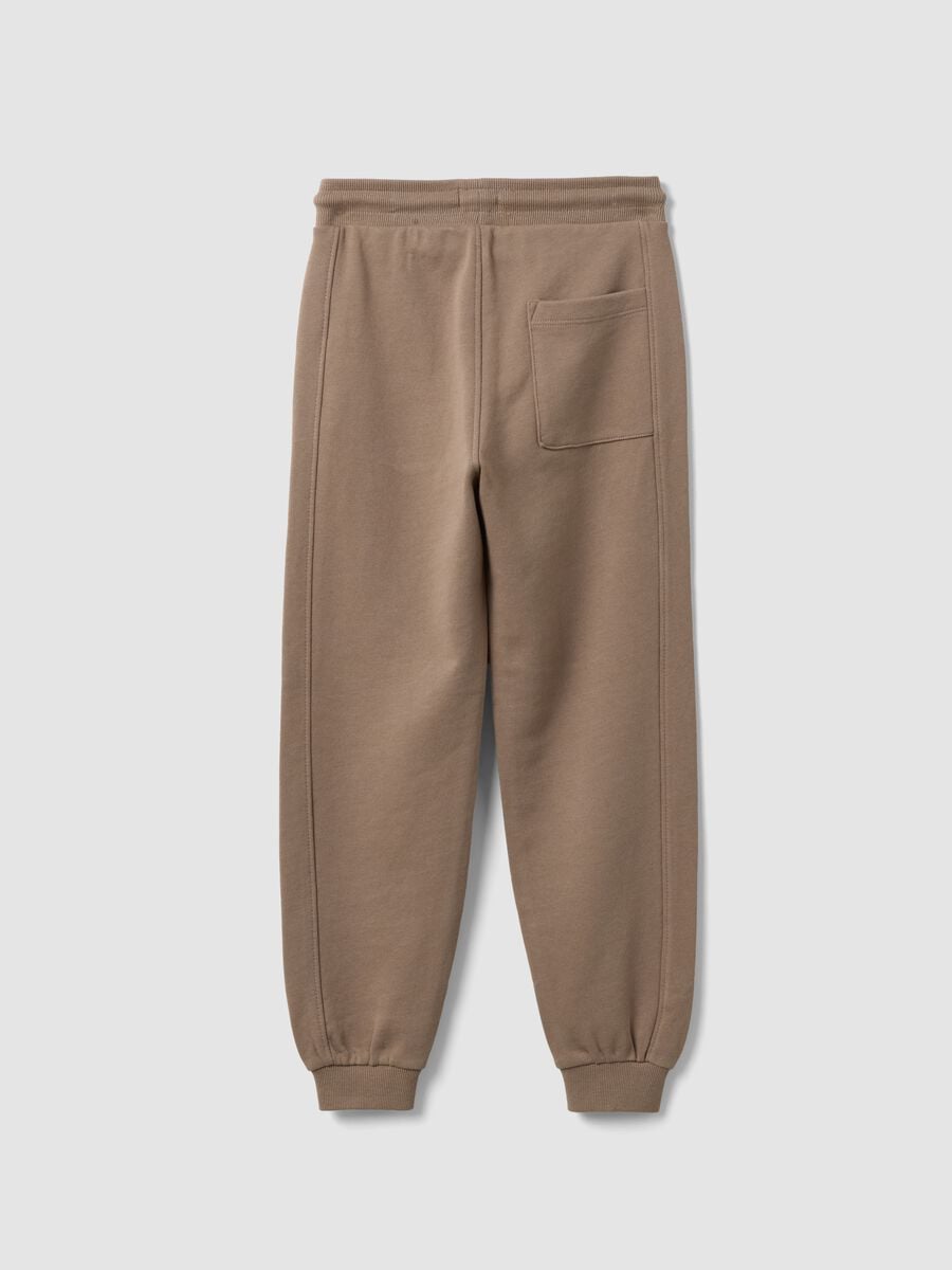 Beige organic cotton comfort-fit joggers for boys_1