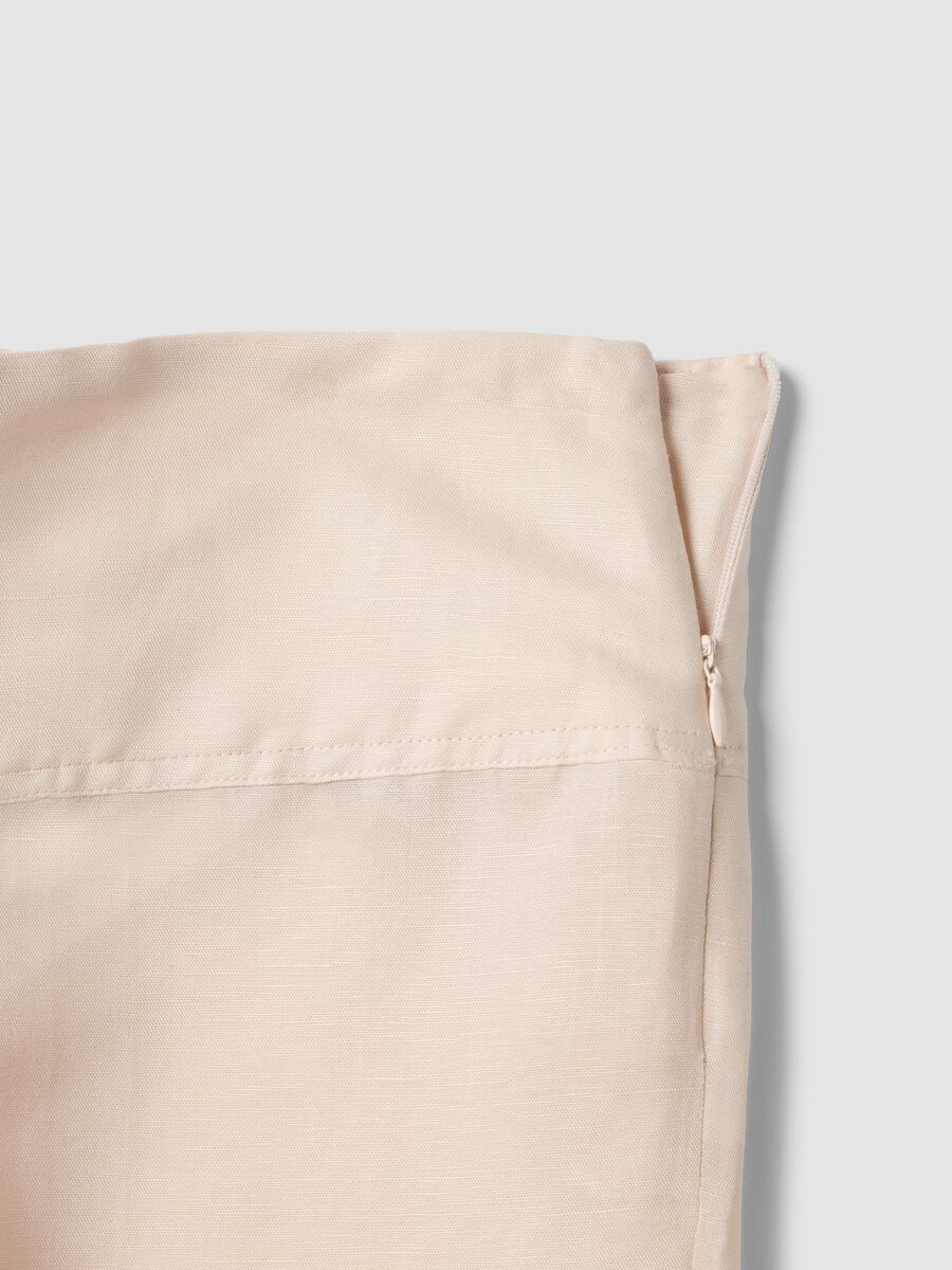 Pink linen-viscose blend wide-leg trousers with side zip fastening_1