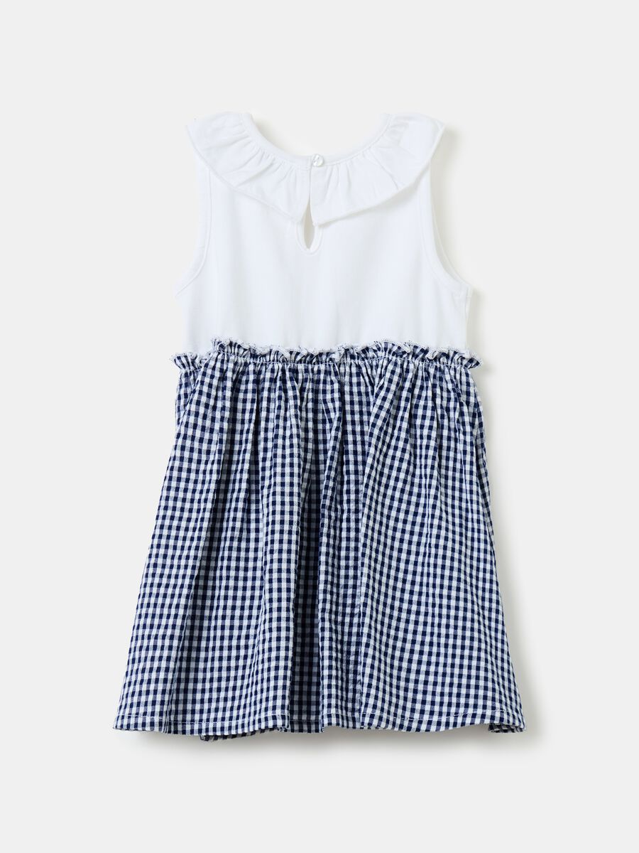 Sleeveless dress with gingham skirt_1