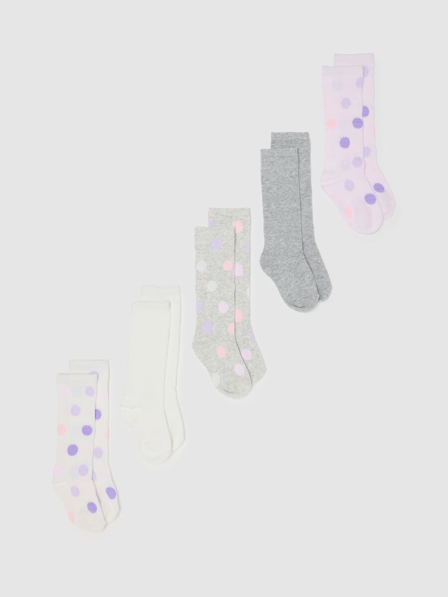 Multipack of five long multicolour socks for girls_0