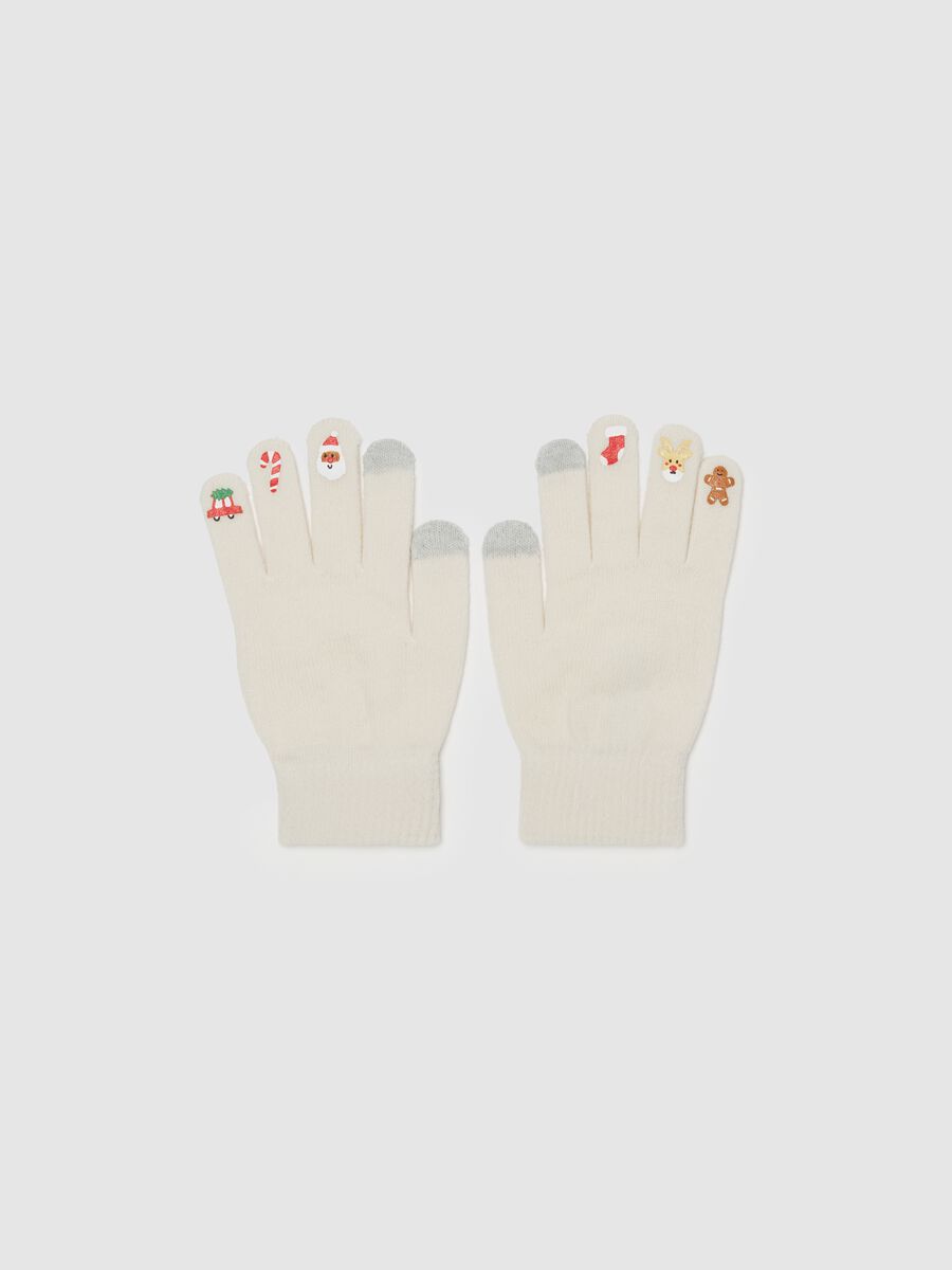 Touch-screen gloves with Christmas print_0