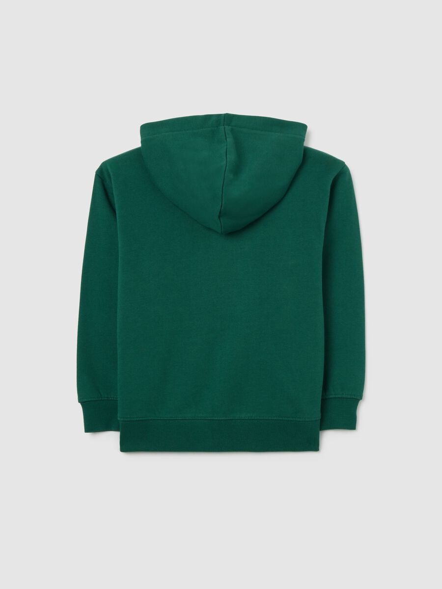 Felpa da bambino in puro cotone verde over fit con zip e cappuccio_1